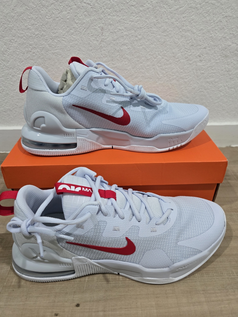 Nike Air Max Alpha Trainer 5 White Men's Sneakers with Red Swoosh